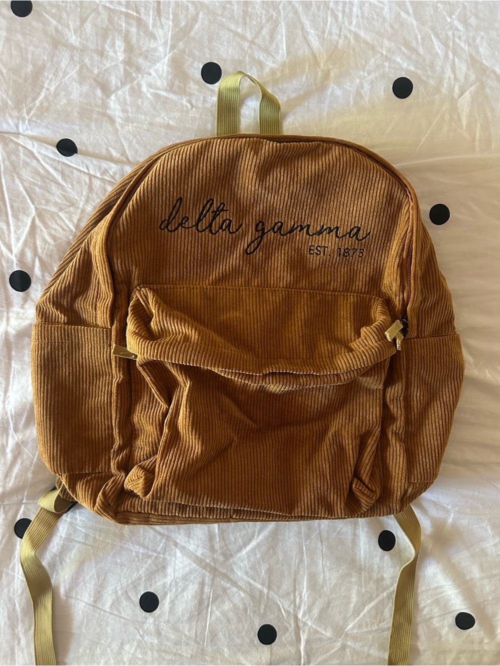 Brown Corduroy Delta Gamma Backpack
